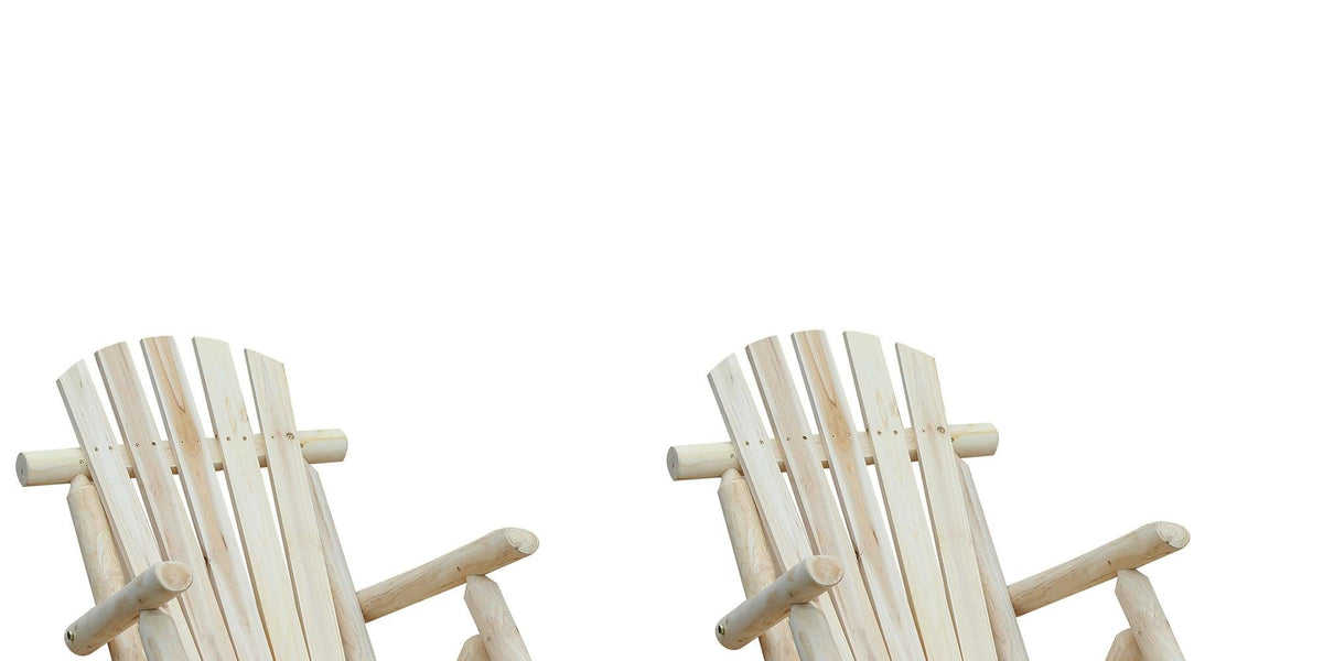 2 Piece Wooden Adirondack Rocking Chair Set, Outdoor Rustic Log Rocker