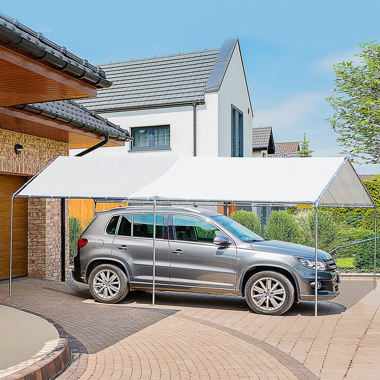 Miscellaneous-2-Room Heavy Duty Carport Canopy with Water/UV Fighting Material - Outdoor Style Company