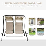 Outdoor and Garden-2-Seater Patio Swing Chair, Porch Seats with Cup Holder Beige - Outdoor Style Company