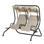 Outdoor and Garden-2-Seater Patio Swing Chair, Porch Seats with Cup Holder Beige - Outdoor Style Company