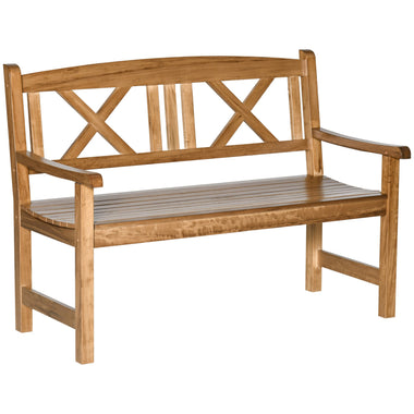 Outdoor and Garden-2-Seater Wooden Garden Bench 4FT Outdoor Patio Loveseat for Yard, Lawn, Porch, Natural Wood - Outdoor Style Company