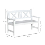 Outdoor and Garden-2-Seater Wooden Garden Bench, 4FT Outdoor Patio Loveseat with Unique X-Shape Back for Yard, Lawn, Porch, White - Outdoor Style Company