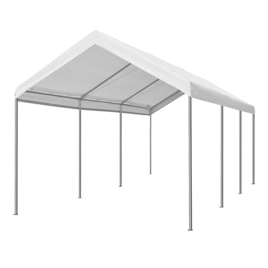 Outdoor and Garden-20' L x 10' W Heavy Duty Outdoor Carport Awning/Canopy with Weather-Fighting Material & Anchor Kit White - Outdoor Style Company