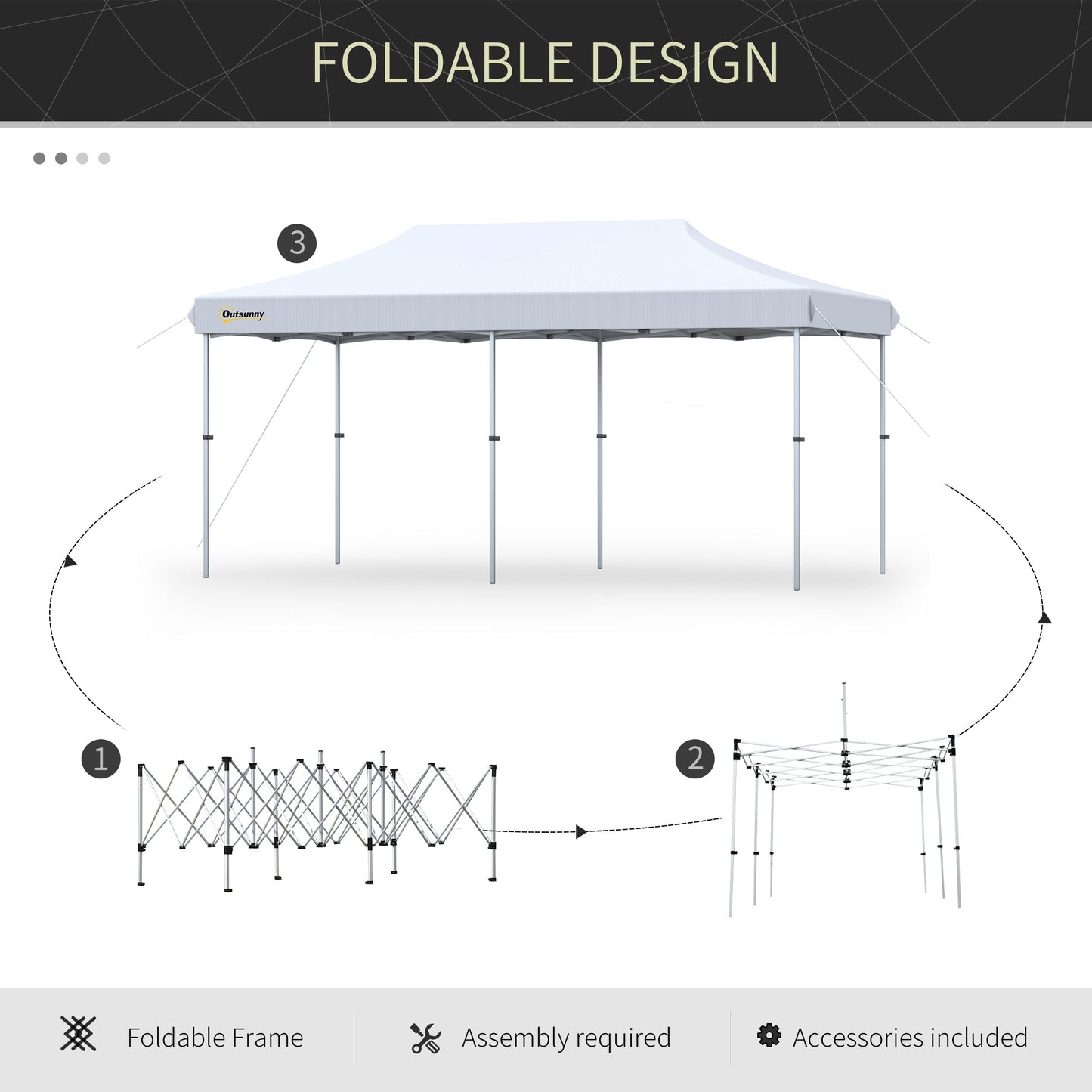 Outdoor and Garden-20' x 10' Garden Foldable Pop Up Canopy Tent Gazebo Aluminum Frame with Adjustable Legs & Roller Bag - Outdoor Style Company