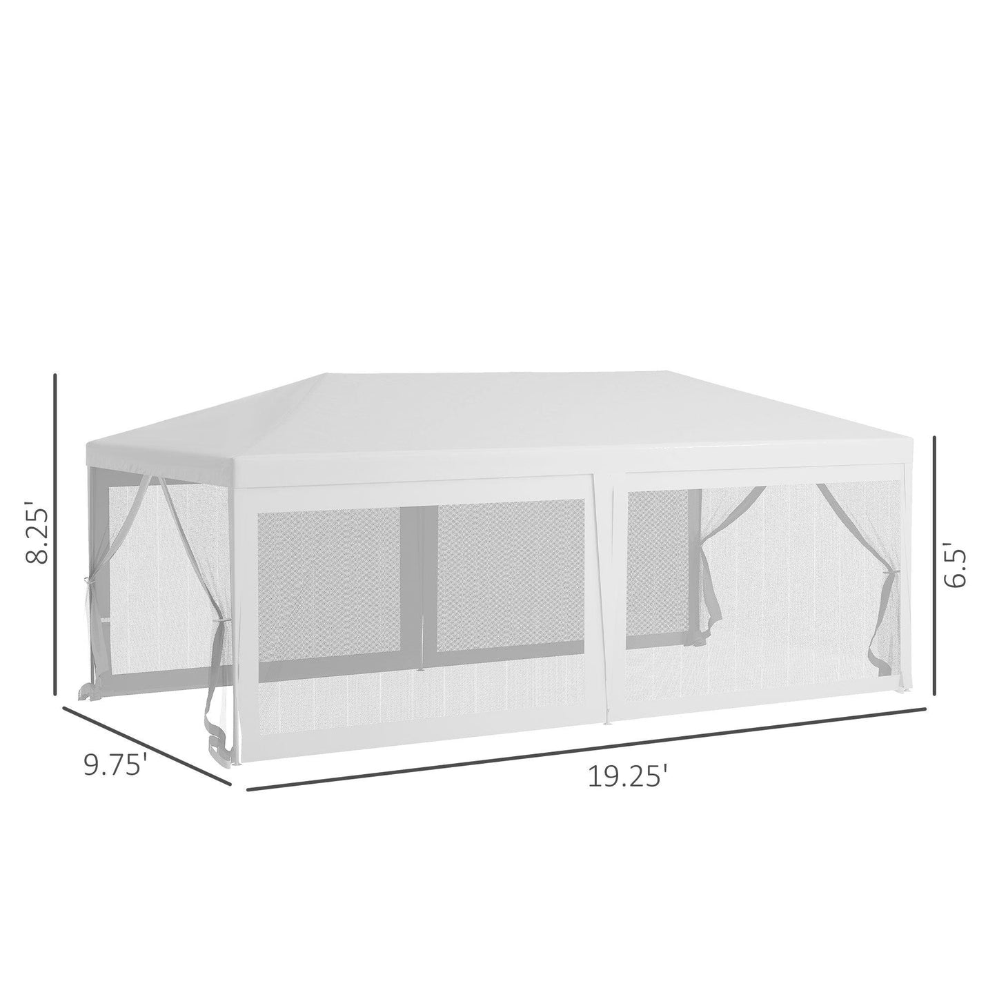 Outdoor and Garden-20' x 10' Outdoor Party Tent Gazebo Wedding Canopy with Removable Mesh Sidewalls, White - Outdoor Style Company