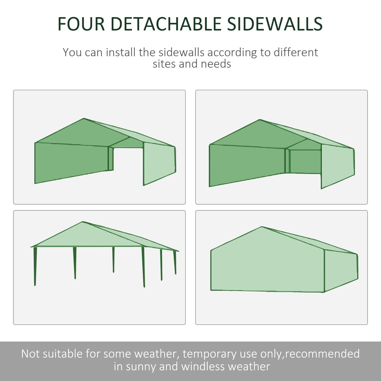 Outdoor and Garden-20' x 10' Outdoor Party Tent Wedding Canopy with Removable Mesh Sidewalls, Zipper Doors, Steel Frame, Green - Outdoor Style Company