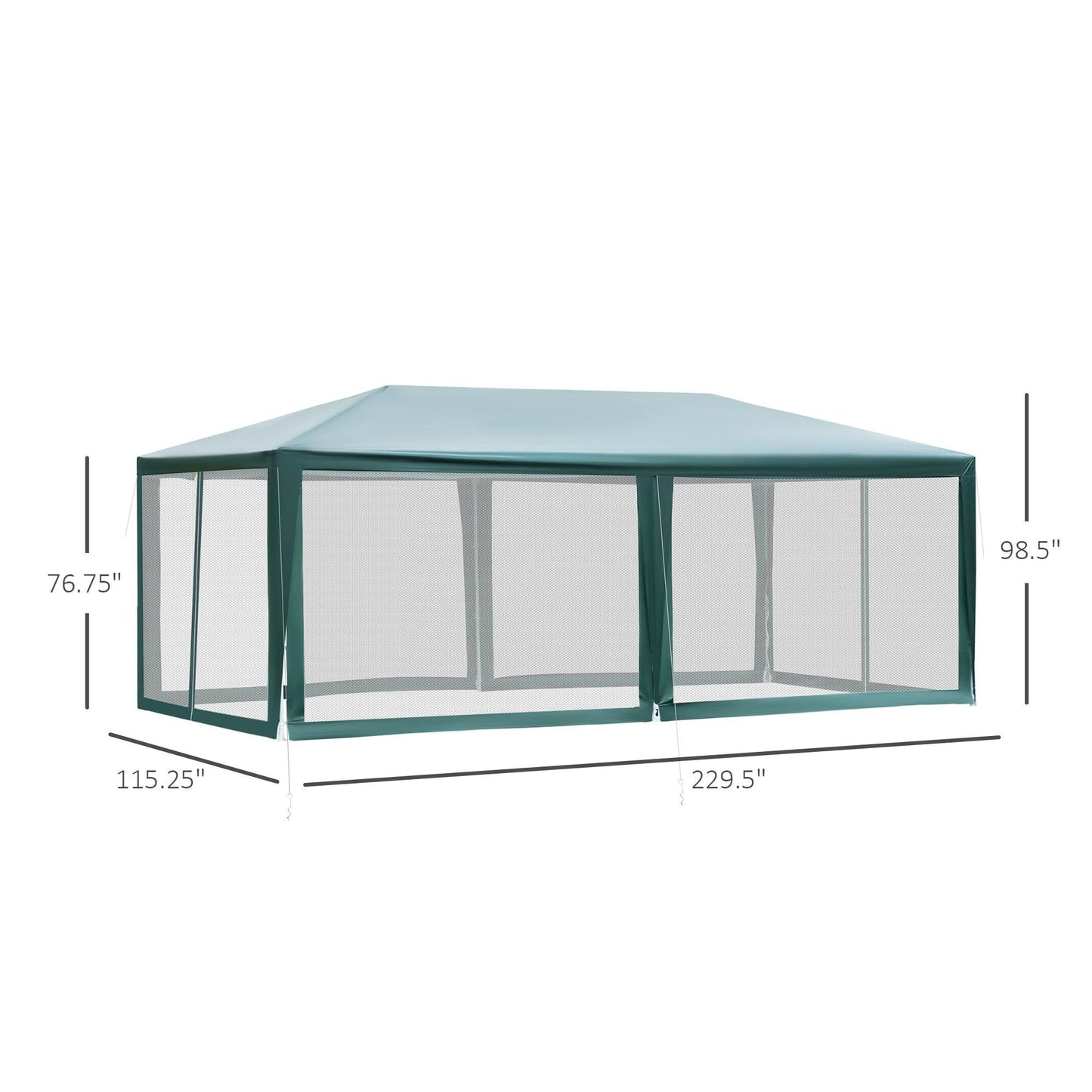 Outdoor and Garden-20' x 10' Outdoor Party Tent Wedding Canopy with Removable Mesh Sidewalls, Zipper Doors, Steel Frame, Green - Outdoor Style Company