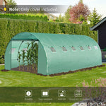 Miscellaneous-20' x 10' x 7' Greenhouse Replacement Walk-in PE Hot House Cover with 12 Windows Roll-Up & Zipper Door, Green - Outdoor Style Company
