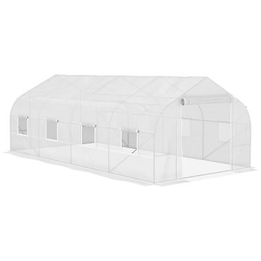Miscellaneous-20' x 10' x 7' High Tunnel Greenhouse Large Walk-in Hot House Deluxe High GardenHot House with 8 Roll Up Windows & Roll Up Door - Outdoor Style Company