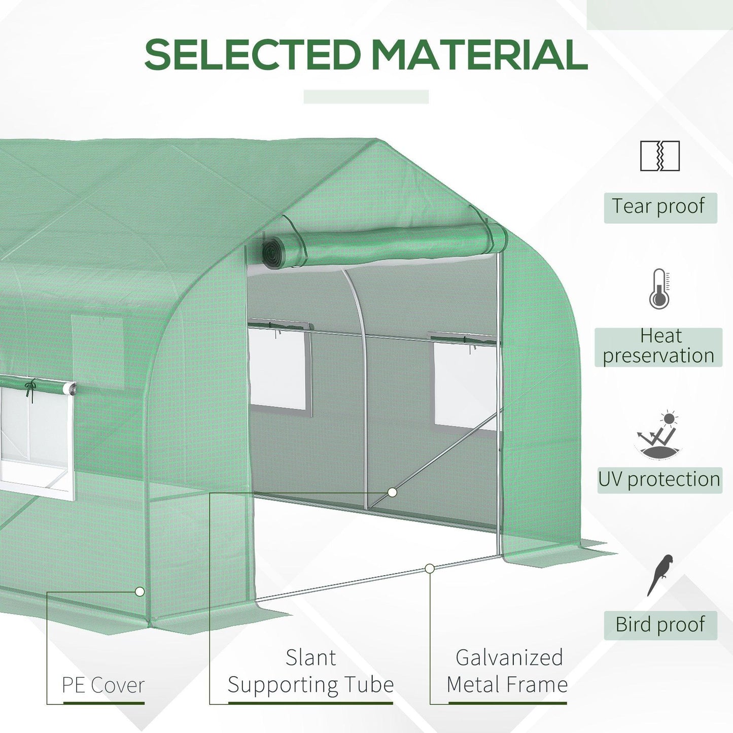 Miscellaneous-20' x 10' x 7' Tunnel Greenhouse Large Walk-In Warm House with 8 Roll Up Windows & Roll Up Door, Steel Frame - Outdoor Style Company