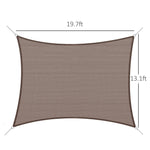 Outdoor and Garden-20' x 13' Rectangle Sun Shade Sail Canopy Outdoor Shade Sail Cloth for Patio Deck Yard with D-Rings and Rope Included - Brown - Outdoor Style Company