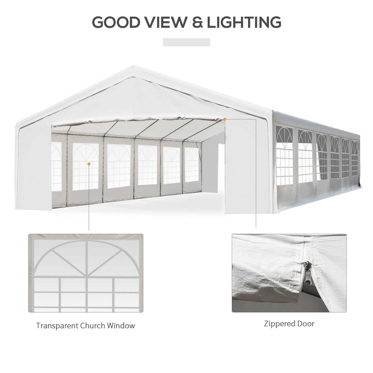 Outdoor and Garden-20' x 40' Large Outdoor Carport Canopy Party Tent with Removable Protective Sidewalls & Versatile Uses, White - Outdoor Style Company