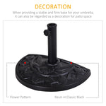 Outdoor and Garden-20lbs Half Round Patio Umbrella Base Outdoor Decorative Resin Parasol Stand Holder for Φ1.5", Φ1.9" Pole, for Lawn, Deck, Black - Outdoor Style Company