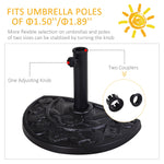 Outdoor and Garden-20lbs Half Round Patio Umbrella Base Outdoor Decorative Resin Parasol Stand Holder for Φ1.5", Φ1.9" Pole, for Lawn, Deck, Black - Outdoor Style Company