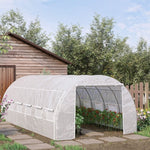 Greenhouses-20'x10'x6.6' Tunnel Greenhouse with Zippered Door and 12 Roll-up Windows - Outdoor Style Company