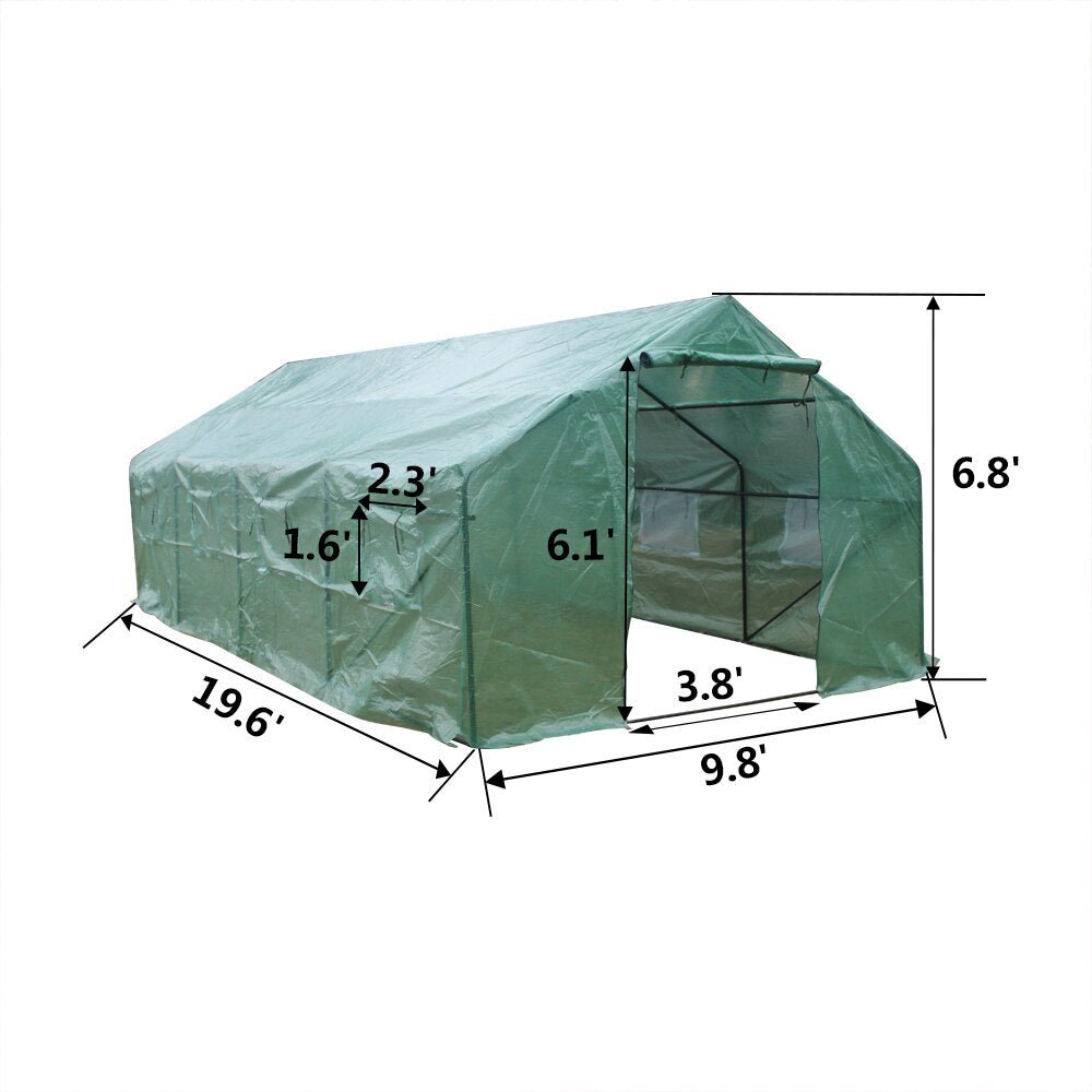 Greenhouses-20′x10′x7′-B Heavy Duty Greenhouse Plant Gardening Spiked Greenhouse Tent - Outdoor Style Company