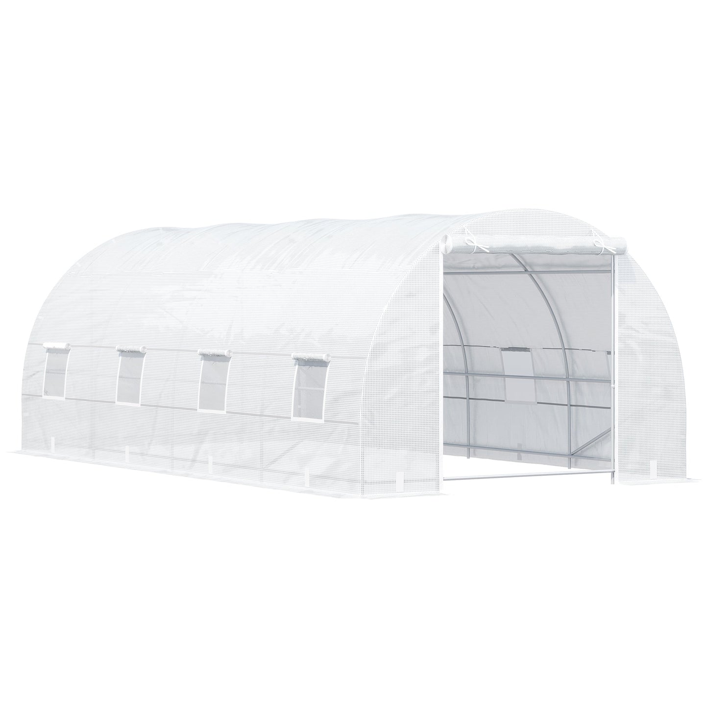 Miscellaneous-20’x10’x7’ Freestanding High Tunnel Greenhouse Kit, Large Hot House with Footprint & Tough PE Walls, White - Outdoor Style Company