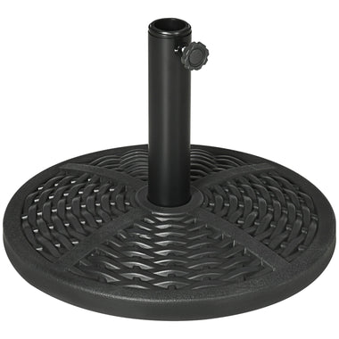 Outdoor and Garden-21 lbs. Outdoor Market Umbrella Base Holder, 18" Heavy Duty Round Umbrella Stand Pole with Rattan Design for Patio, Black - Outdoor Style Company