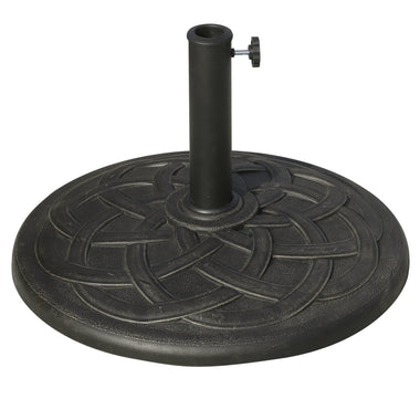 Miscellaneous-22" 42 lbs Round Resin Umbrella Base Stand Market Parasol Holder w/ Decorative Pattern & Easy Setup, for Φ1.5", Φ1.89" Pole, for Lawn, Bronze - Outdoor Style Company