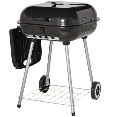Outdoor and Garden-22" Charcoal Barbecue Grill with Portable Wheel, Side Tray and Lower Shelf for Outdoor BBQ for Garden, Backyard, Poolside - Outdoor Style Company