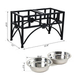 Pet Supplies-22" Dog Bowl Stand Double Stainless Steel Pet Bowls, Heavy Duty Standing Promotes Proper Digestion Elevated Dog Bowl Dog Feeding Station, Black - Outdoor Style Company