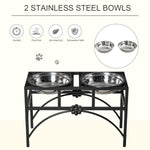 Pet Supplies-22" Dog Bowl Stand Double Stainless Steel Pet Bowls, Heavy Duty Standing Promotes Proper Digestion Elevated Dog Bowl Dog Feeding Station, Black - Outdoor Style Company