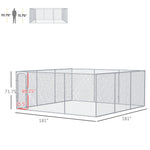 Outdoor and Garden-227.7 Sq. Ft. Large Dog Pen Outdoor Dog Kennel with Secure Lock Mesh Sidewalls and Steel Frame for Backyard, Puppy Exercise Pen, Silver - Outdoor Style Company