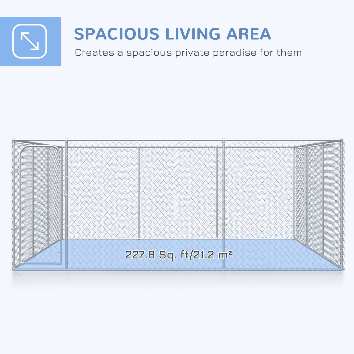 Outdoor and Garden-227.7 Sq. Ft. Large Dog Pen Outdoor Dog Kennel with Secure Lock Mesh Sidewalls and Steel Frame for Backyard, Puppy Exercise Pen, Silver - Outdoor Style Company