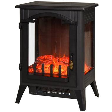 Miscellaneous-23" Electric Freestanding Fireplace, Fireplace Stove with Realistic LED Flames and Logs and Overheating Protection, 750W/1500W, Black - Outdoor Style Company