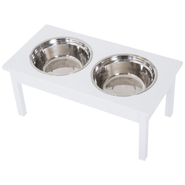 Pet Supplies-23" Elevated Dog Pet Bowl Durable Wooden Heavy Duty Feeding Station - White - Outdoor Style Company