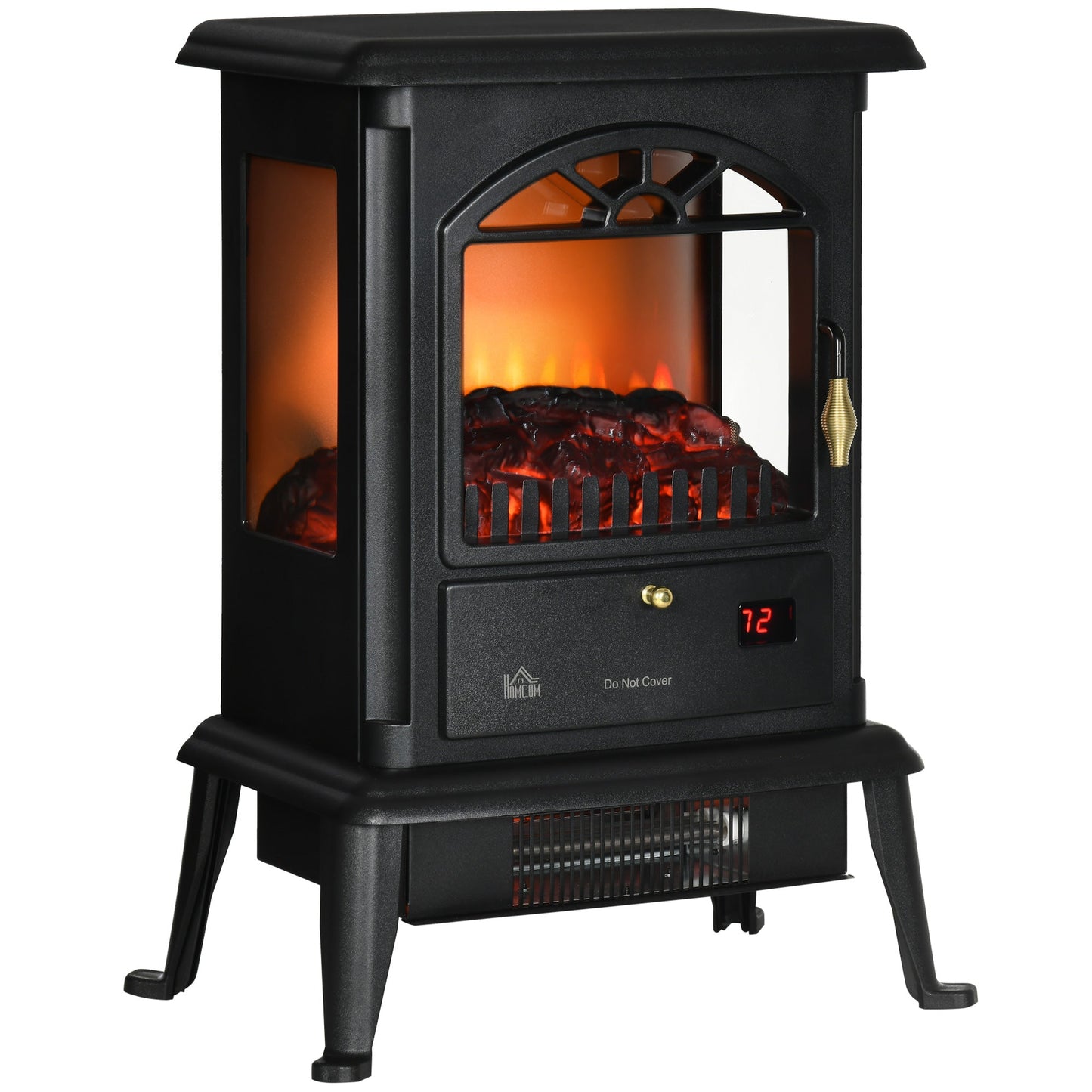 Miscellaneous-23" Small Electric Fireplace, Free standing Fireplace Heater with Realistic Flame, Adjustable Temperature, Timer, 1000W/1500W, Black - Outdoor Style Company