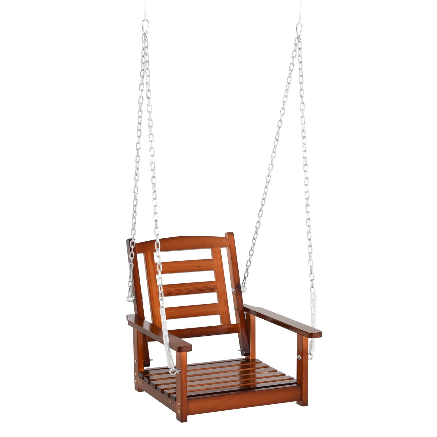 Outdoor and Garden-23" x 27" x 24" Hardwood Hanging Porch Swing with Pine Wood Frame and Wide Backrest for Patio and Yard, Natural - Outdoor Style Company