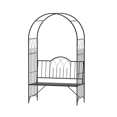 Outdoor and Garden-23.25" W x 80" H Metal Garden Arbor Archway for 2 People with Relaxing Bench & Delicate Scrollwork for Weddings & Various Climbing Plant - Outdoor Style Company
