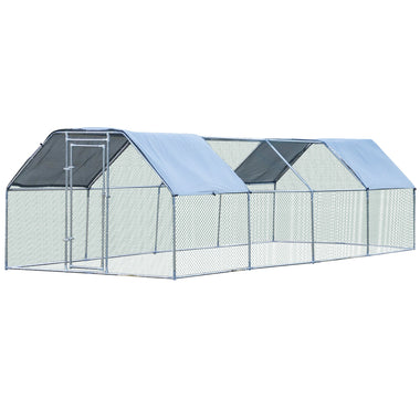 Outdoor and Garden-24' Metal Chicken Coop Run with Roof, Walk-In Chicken Coop Fence, Chicken House Chicken Cage Outdoor Chicken Pen Hen House - Outdoor Style Company