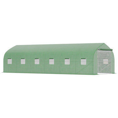 Outdoor and Garden-25' x 9.5' x 6.5' Walk-In Greenhouse Tunnel, Large Gardening Plant Hot House with 12 Windows and Zipper Doors for Outdoor & Backyard, Green - Outdoor Style Company