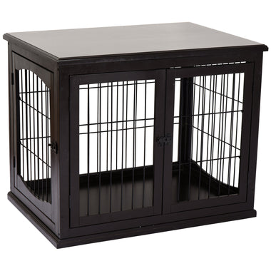 Pet Supplies-26'' Decorative Dog Cage, Wooden Pet Crate Kennel with Double Door Entrance & Simple Modern Design, Coffee - Outdoor Style Company