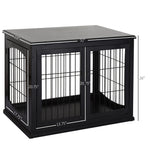 Pet Supplies-26'' Dog Cage Furniture, Small Dog Cage End Table with Two Opening Sides with Double Door Entrance & Simple Modern Design, Black - Outdoor Style Company