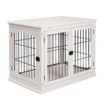 Pet Supplies-26" Wooden Dog Kennel Furniture Style Pet Cage , End Table with Lockable Double Door Entrance and Top Shelf, White - Outdoor Style Company