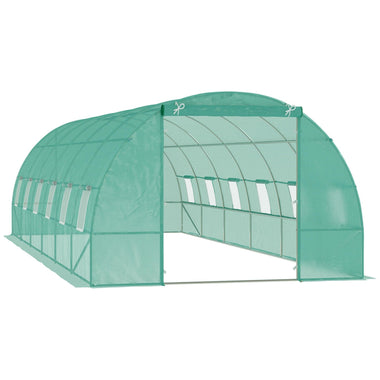 Outdoor and Garden-26' x 10' x 7' Outdoor Walk-In Tunnel Greenhouse with Roll-up Windows & Zippered Door, Steel Frame, & PE Cover - Outdoor Style Company