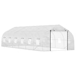 Miscellaneous-26' x 10' x 7' Walk-in High Tunnel Greenhouse, Large Hot House with 12 Windows, Zipper Doors, Screen Doors for Backyard, White - Outdoor Style Company