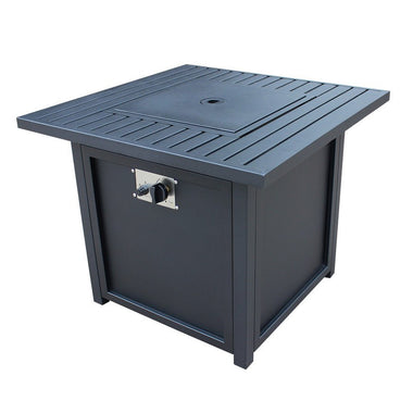 -28 in. 50,000BTU Square Steel Gas Fire Pit with Burner and Table Lid - Outdoor Style Company