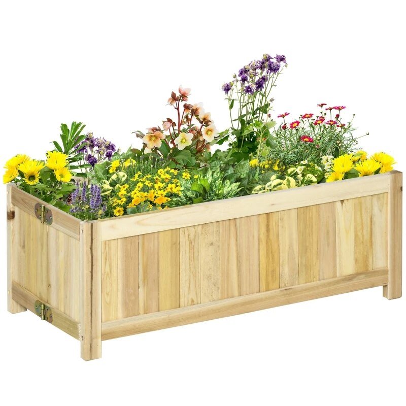 -28'' x 12'' x 10" Foldable Raised Garden Bed, Wooden Planter Box, for Backyard, Patio - Outdoor Style Company