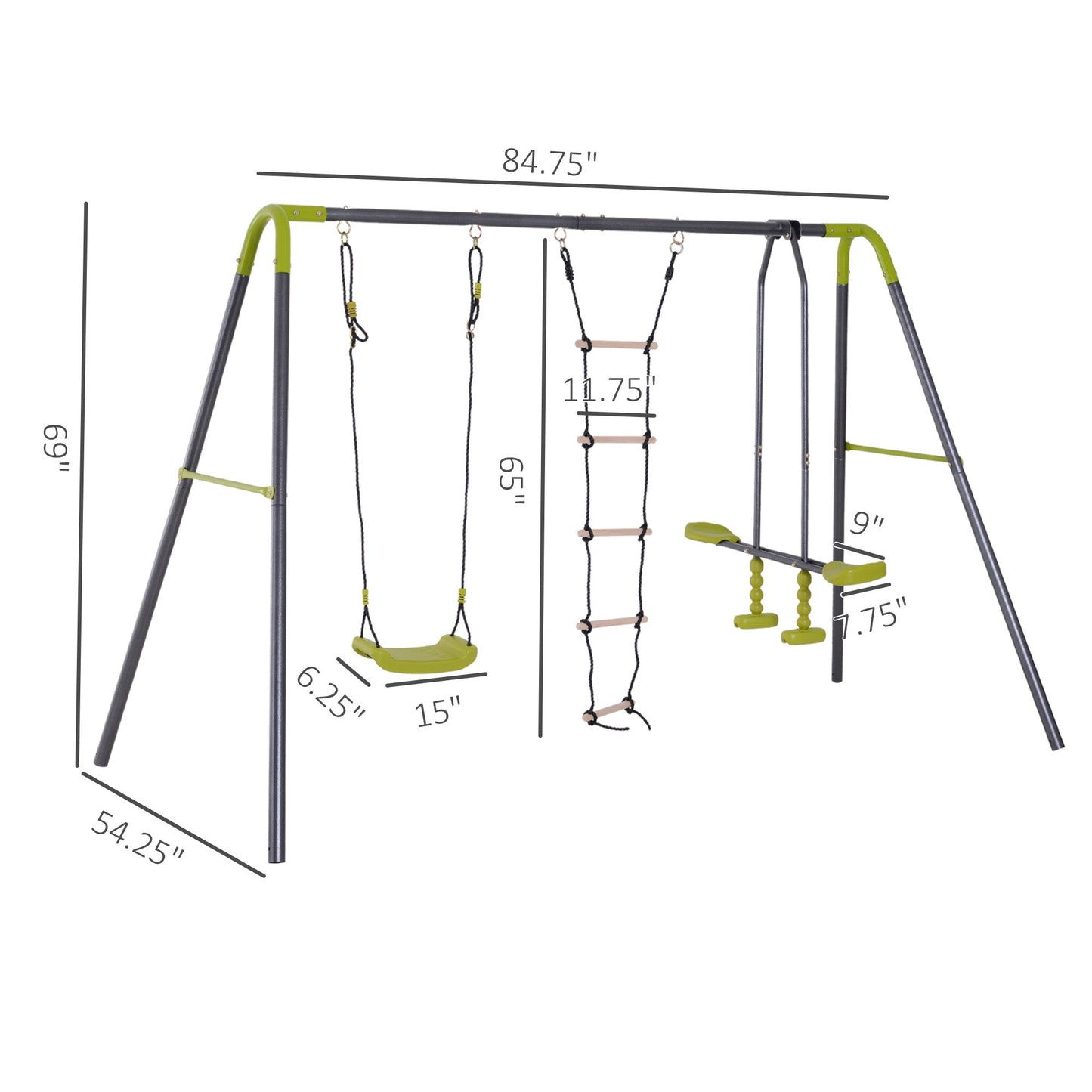 Outdoor and Garden-3 in 1 Kids Swing Set Double Face to Face Swing Chair & Glider Set - Outdoor Style Company