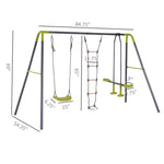 Outdoor and Garden-3 in 1 Kids Swing Set Double Face to Face Swing Chair & Glider Set - Outdoor Style Company