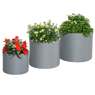 Outdoor and Garden-3-Pack Outdoor Planter Set, MgO Flower Pots with Drainage Holes, Outdoor Ready & Stackable for Indoor, Entryway, Patio, Yard, Garden - Outdoor Style Company