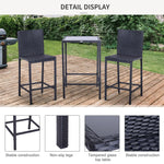 Miscellaneous-3 PCS Rattan Bar Set with Glass Top Table, 2 Bar Stools for Outdoor, Patio, Garden, Poolside, Backyard - Outdoor Style Company