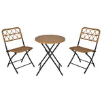 Outdoor and Garden-3 PCS Rattan Wicker Bistro Set with Easy Folding, Hand Woven Rattan Coffee Table and Chairs for Outdoor Lawn, Pool, Balcony & Garden, Natural - Outdoor Style Company