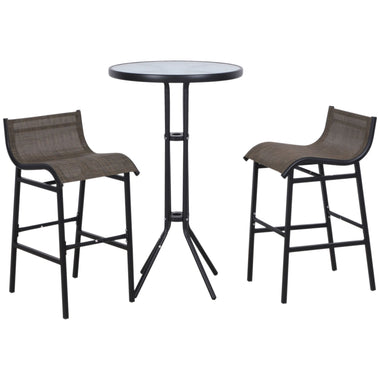 Outdoor and Garden-3 Piece Bar Height Outdoor Bistro Set for 2, Round Patio Pub Table 2 Bar Chairs with Comfortable Design & Durable Build, Black/Tan - Outdoor Style Company