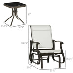 Outdoor and Garden-3-Piece Gliding Chair & Tea Table Set, Outdoor 2 Rocker Seats with Steel Frame, Tempered Glass Tabletop, Garden Patio Furniture, Cream White - Outdoor Style Company