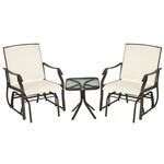 Outdoor and Garden-3 Piece Outdoor Glider Chair with Coffee Table Bistro Set, 2 Patio Rocking Swing Chairs with Sling Fabric, Glass Tabletop - Outdoor Style Company